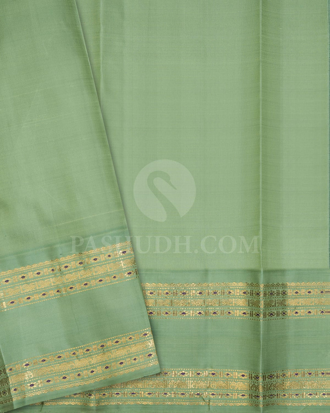 Black With Mild Teal Kanjivaram Silk Saree-SP387