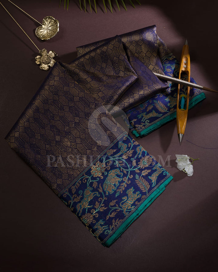 Royal Blue Kanjivaram Silk Saree-S1661(A)