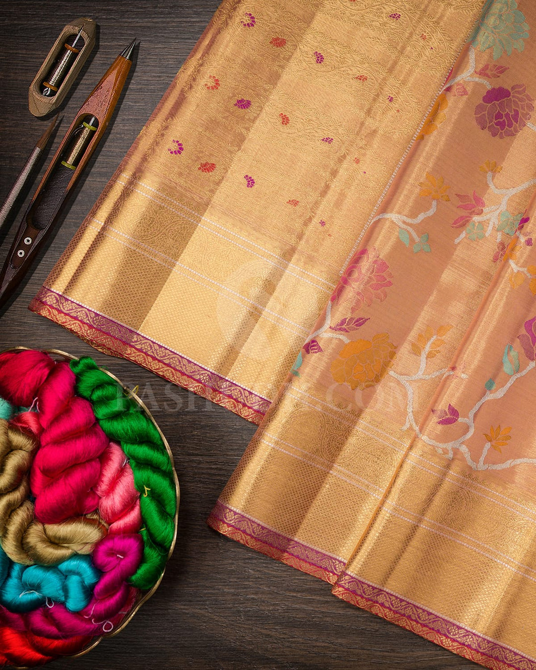 Gold Pure Zari Tissue Kanjivaram Silk Saree-P214(A)