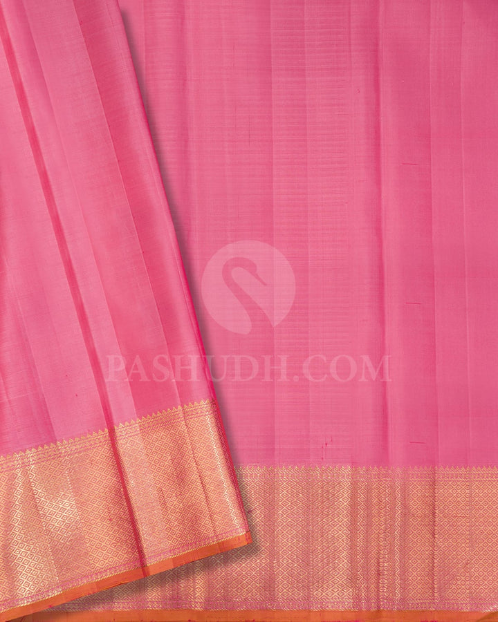 Bottle Green With Baby Pink Kanjivaram Silk Saree-S1244(E)