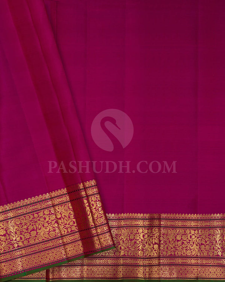 Rani Pink With Orange And Magenta Kanjivaram Silk Saree-DJ432(B)