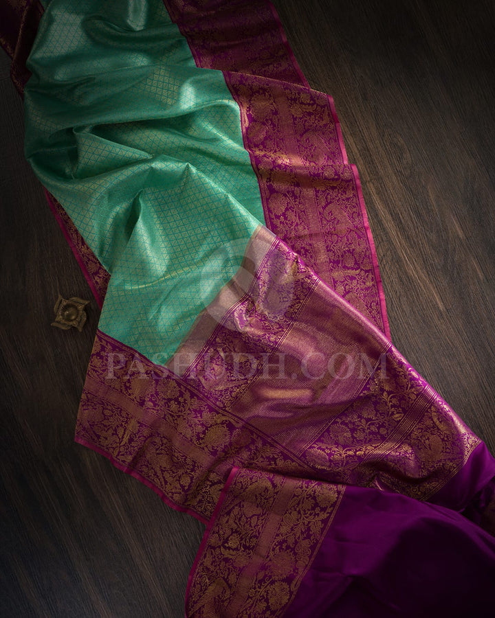 Sky Blue With Violet Kanjivaram Silk Saree-S1641(B)