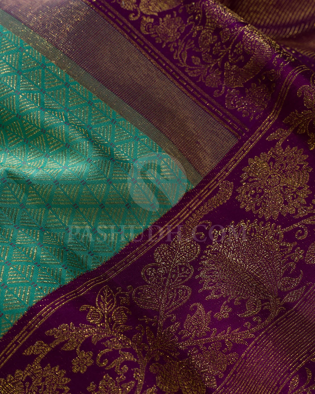 Sky Blue With Violet Kanjivaram Silk Saree-S1641(B)