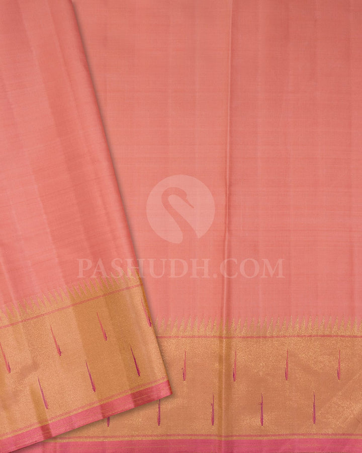 Bottle Green With Baby Pink Kanjivaram Silk Saree-S1663(A)
