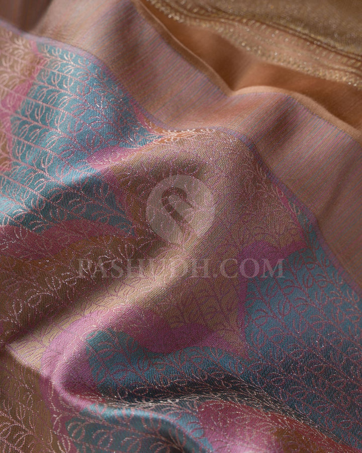 Multihue With Golden Beige Kanjivaram Silk Saree-DJ431(B)