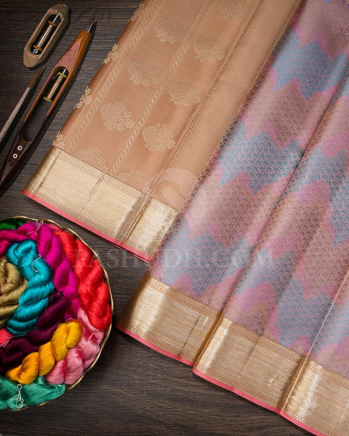Multihue With Golden Beige Kanjivaram Silk Saree-DJ431(B)