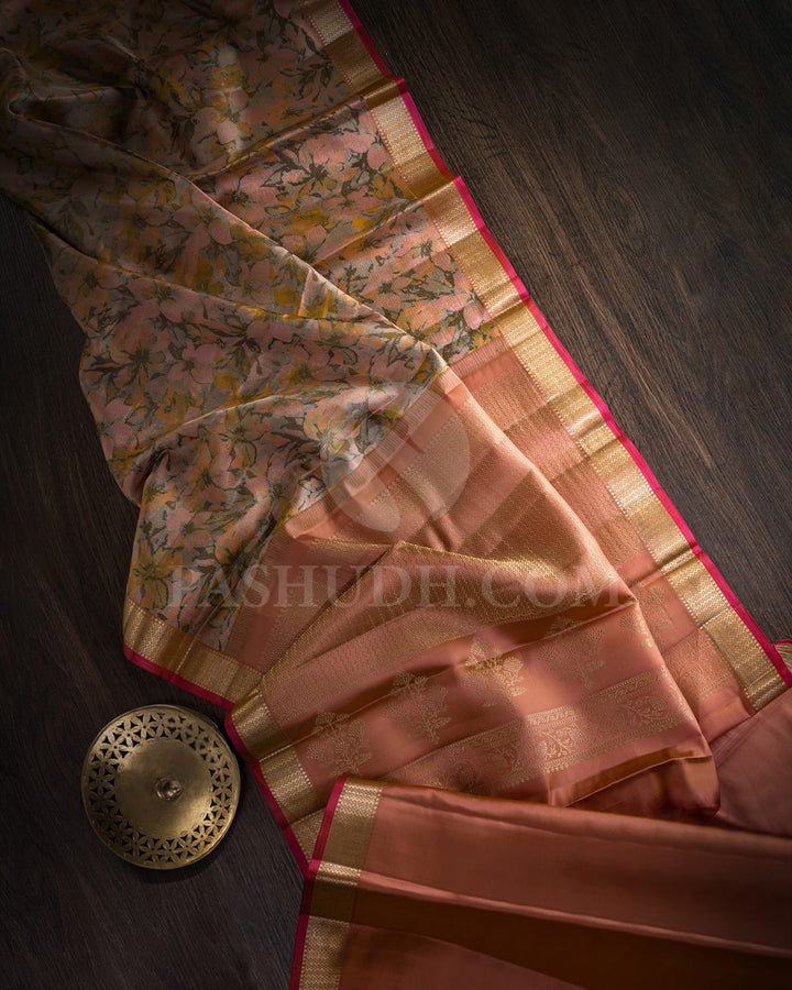 Subtle Peach Kanjivaram Silk Saree-DJ428(B)