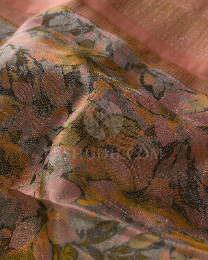 Subtle Peach Kanjivaram Silk Saree-DJ428(B)