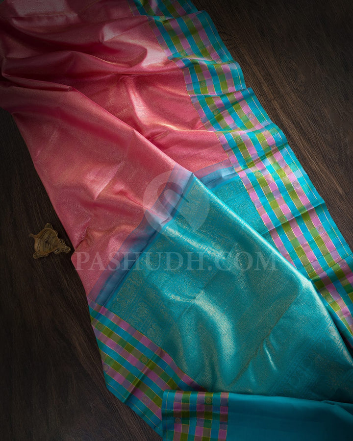 Candy Pink With Multicolor Kanjivaram Silk Saree-S1662(A)