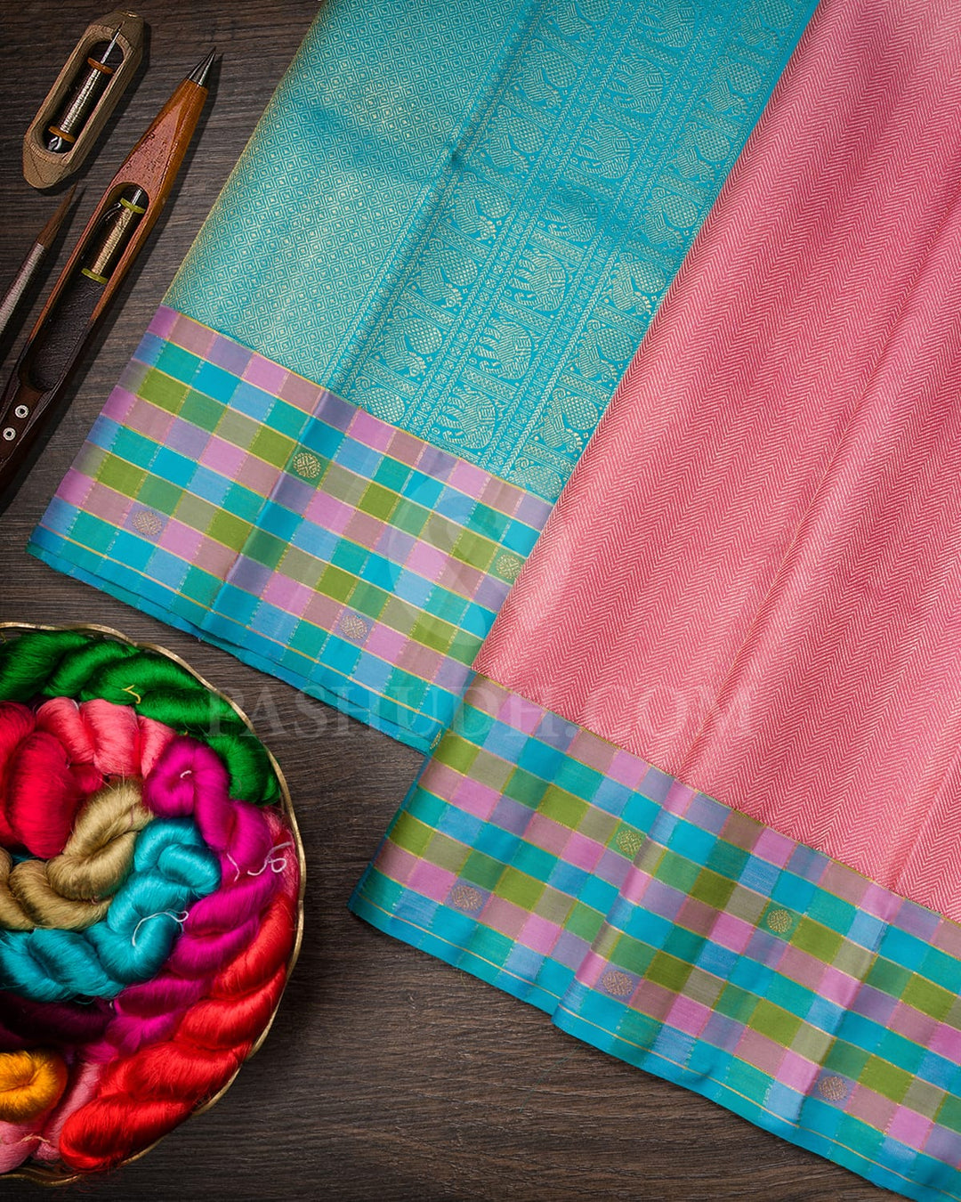 Candy Pink With Multicolor Kanjivaram Silk Saree-S1662(A)