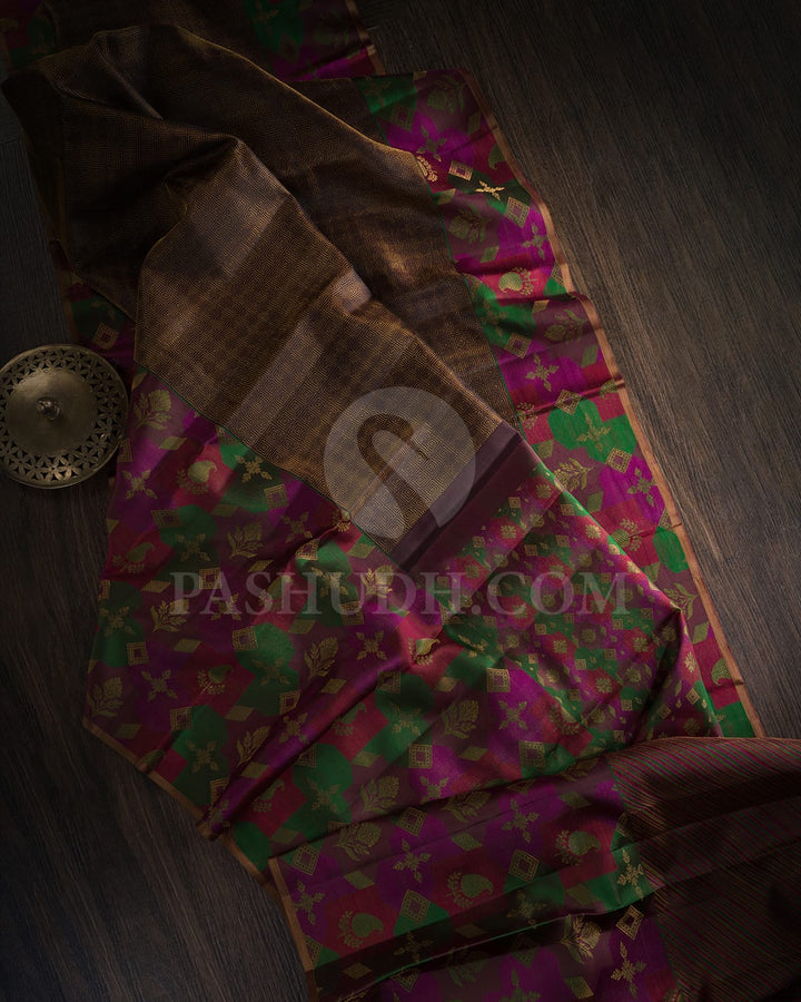 Aubergine Kanjivaram Silk Saree-DJ424(D)