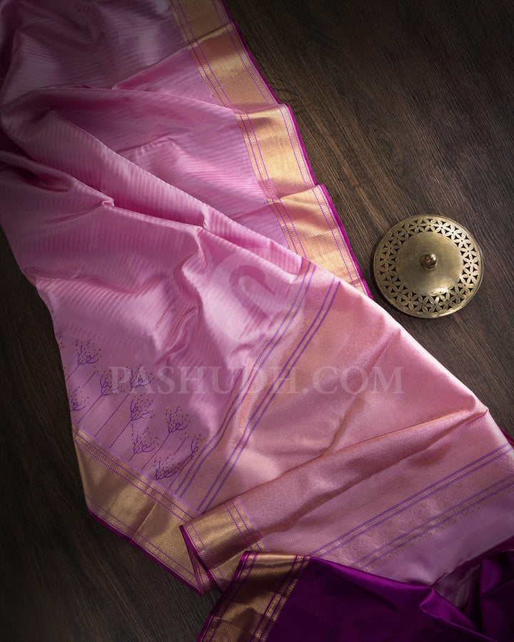 Pastel Lavender Kanjivaram Silk Saree-D673(A)