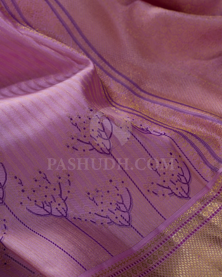 Pastel Lavender Kanjivaram Silk Saree-D673(A)