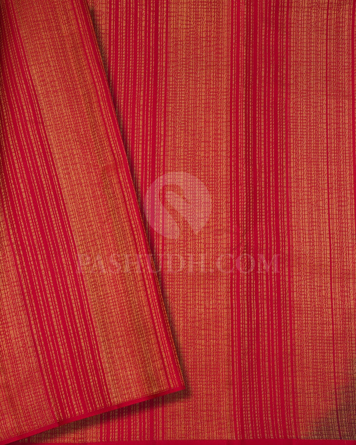 Burgundy With Red Kanjivaram Silk Saree-DJ435(A)