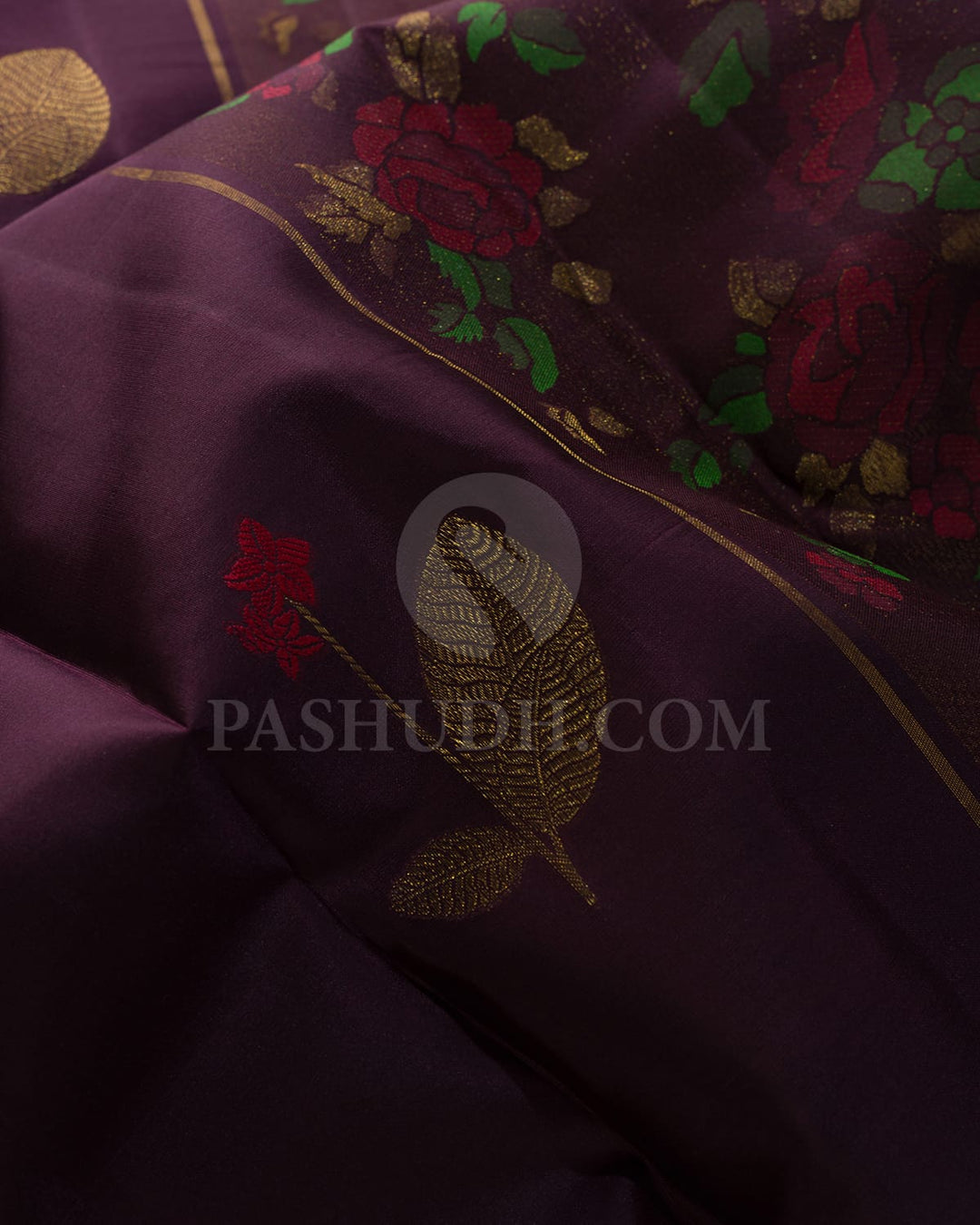 Burgundy With Red Kanjivaram Silk Saree-DJ435(A)