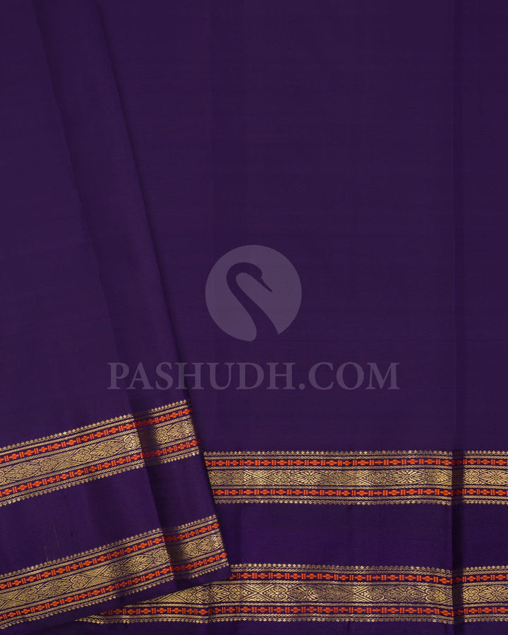 Rani Pink With Navy Blue Pure Zari Kanjivaram Silk Saree-SP386