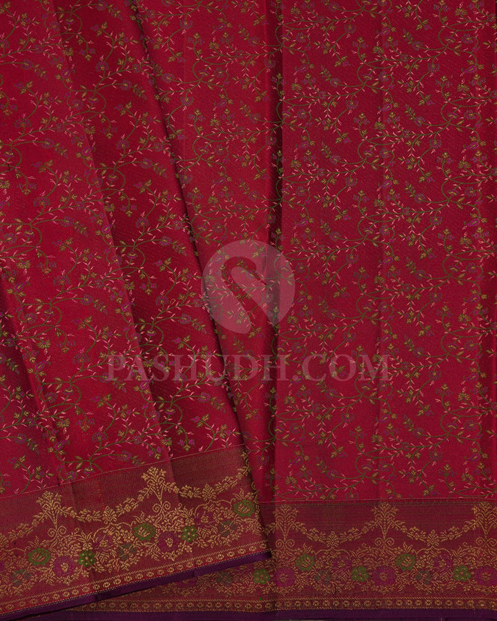 Antique Gold With Maroon Kanjivaram Silk Saree-DJ433(A)