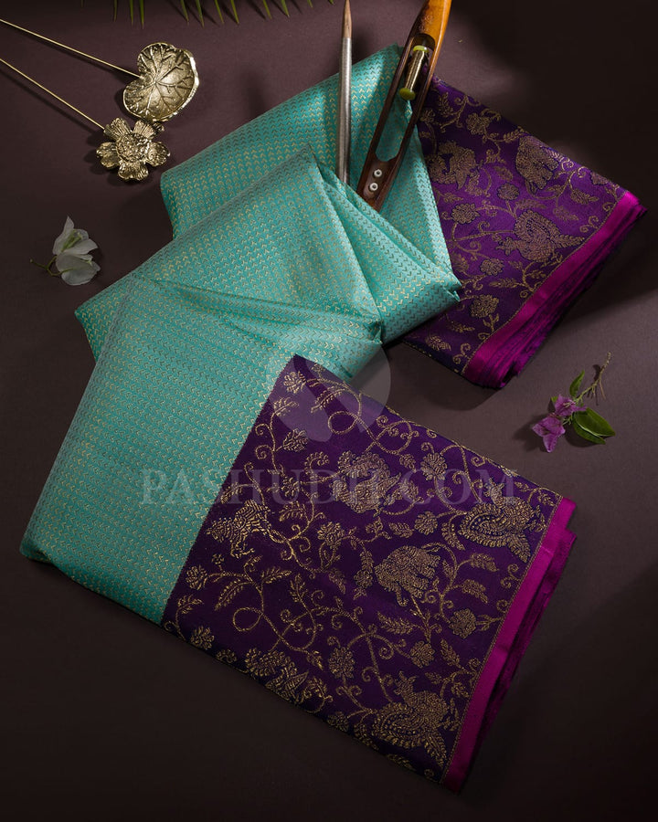 Sky Blue And Purple Kanjivaram Silk Saree-S1631(B)