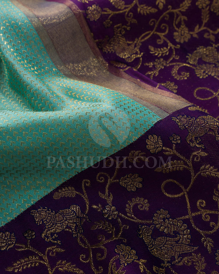 Sky Blue And Purple Kanjivaram Silk Saree-S1631(B)
