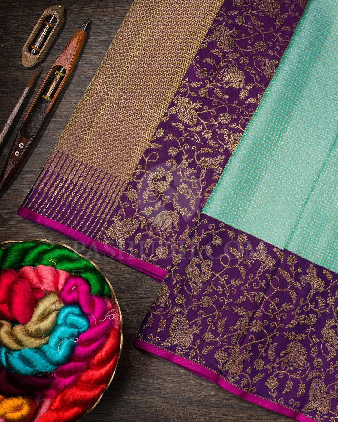 Sky Blue And Purple Kanjivaram Silk Saree-S1631(B)