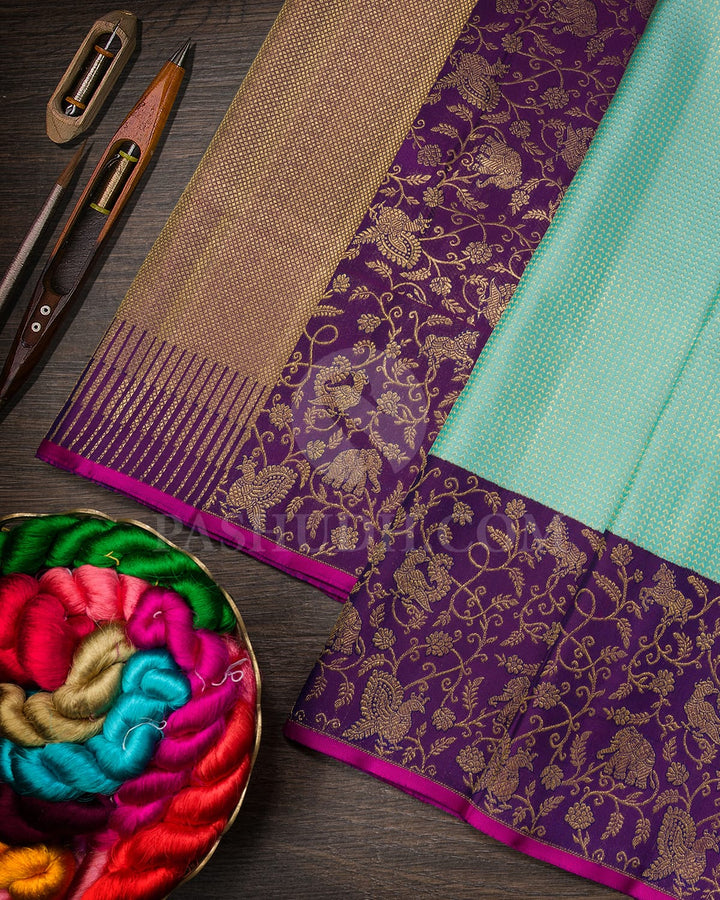 Sky Blue And Purple Kanjivaram Silk Saree-S1631(B)