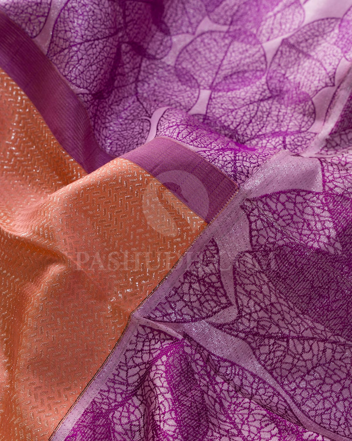 Peach With Baby Pink Kanjivaram Silk Saree-D658(E)