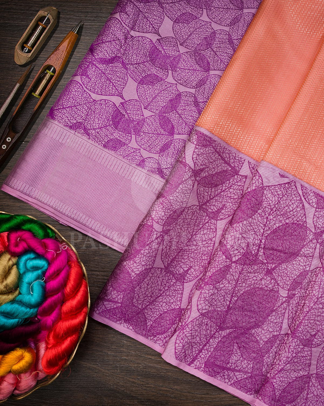 Peach With Baby Pink Kanjivaram Silk Saree-D658(E)