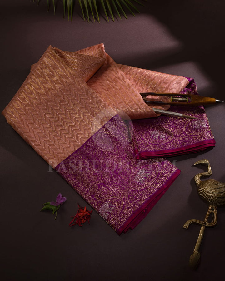 Peach And Purple Kanjivaram Silk Saree-S1321(G)