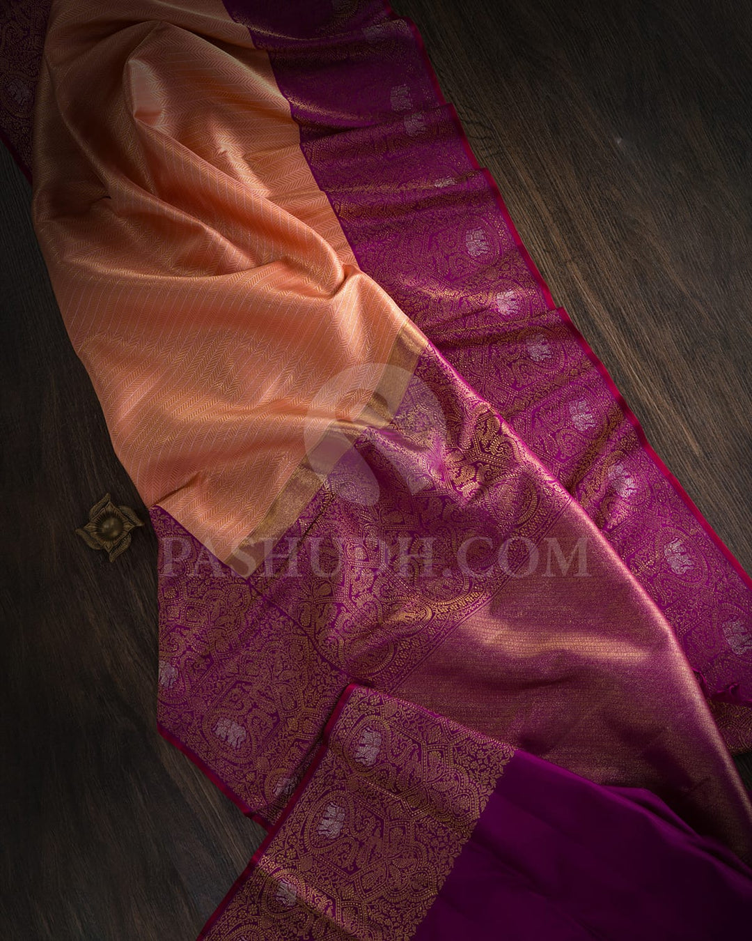 Peach And Purple Kanjivaram Silk Saree-S1321(G)