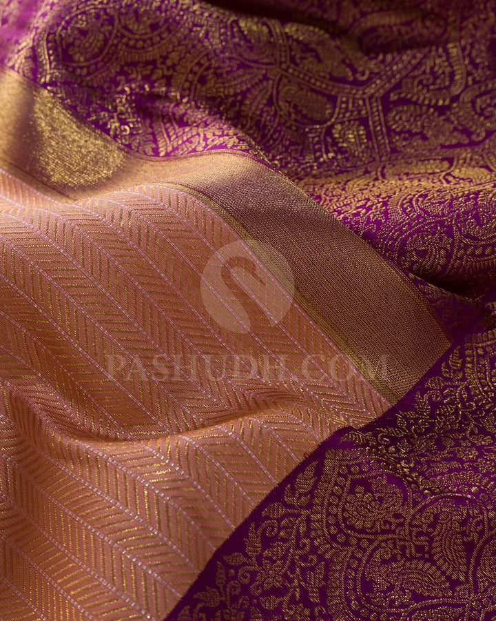 Peach And Purple Kanjivaram Silk Saree-S1321(G)