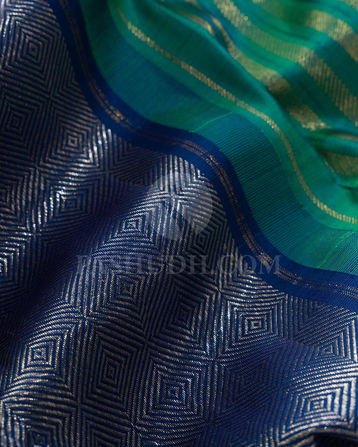 Cobalt Blue With Dual Shaded Green Kanjivaram Silk Saree-S1599(B)