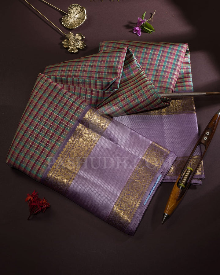 Multihue With Lavender Kanjivaram Silk Saree-S1668(A)