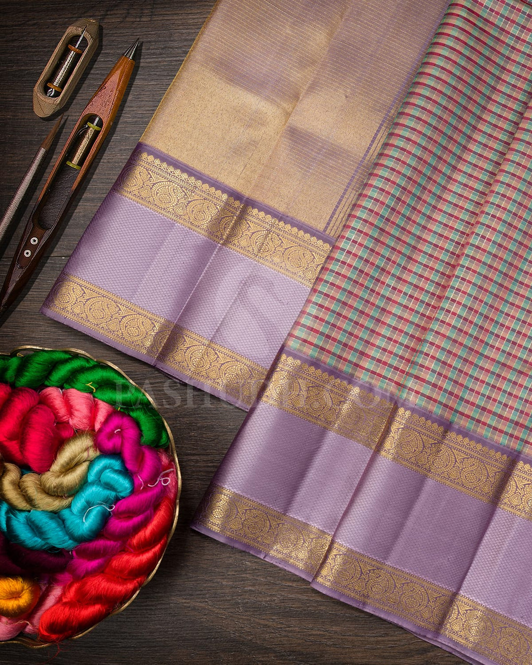 Multihue With Lavender Kanjivaram Silk Saree-S1668(A)