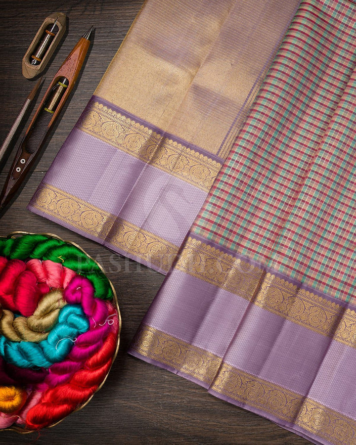 Multihue With Lavender Kanjivaram Silk Saree-S1668(A)