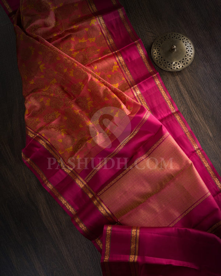 Dual Shaded Pink With Magenta Kanjivaram Silk Saree-DJ426(C)