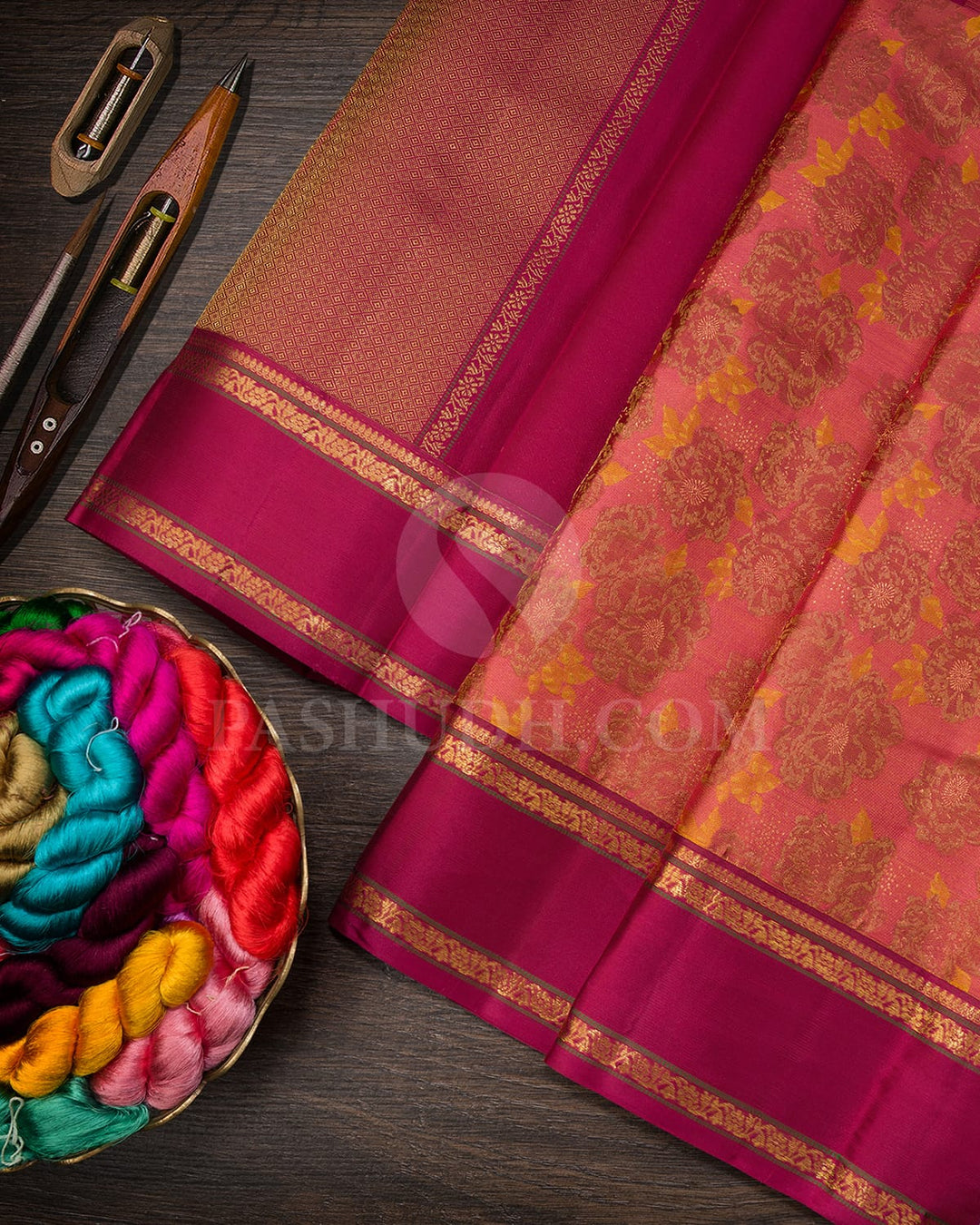 Dual Shaded Pink With Magenta Kanjivaram Silk Saree-DJ426(C)