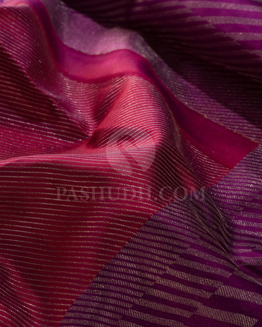 Raspberry Pink With Violet Kanjivaram Silk Saree-D674(A)