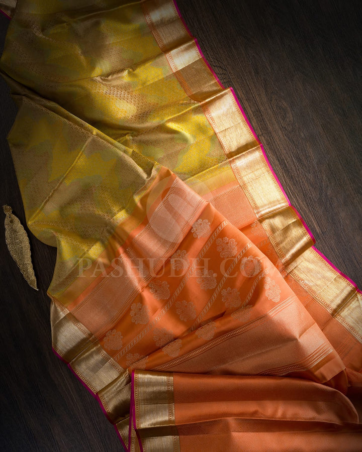 Multicolors With Orange Kanjivaram Silk Saree-DJ431(A)