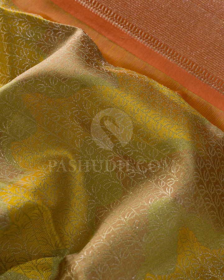 Multicolors With Orange Kanjivaram Silk Saree-DJ431(A)