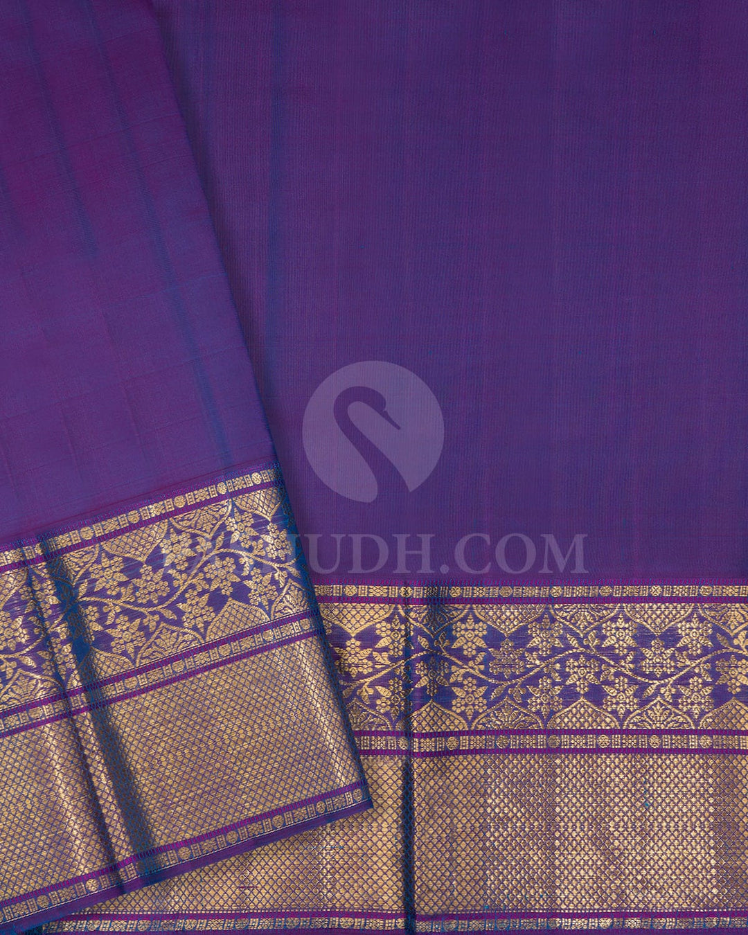 Dual Shaded Anandha Blue With Dark Lavender Kanjivaram Silk Saree-D672(A)