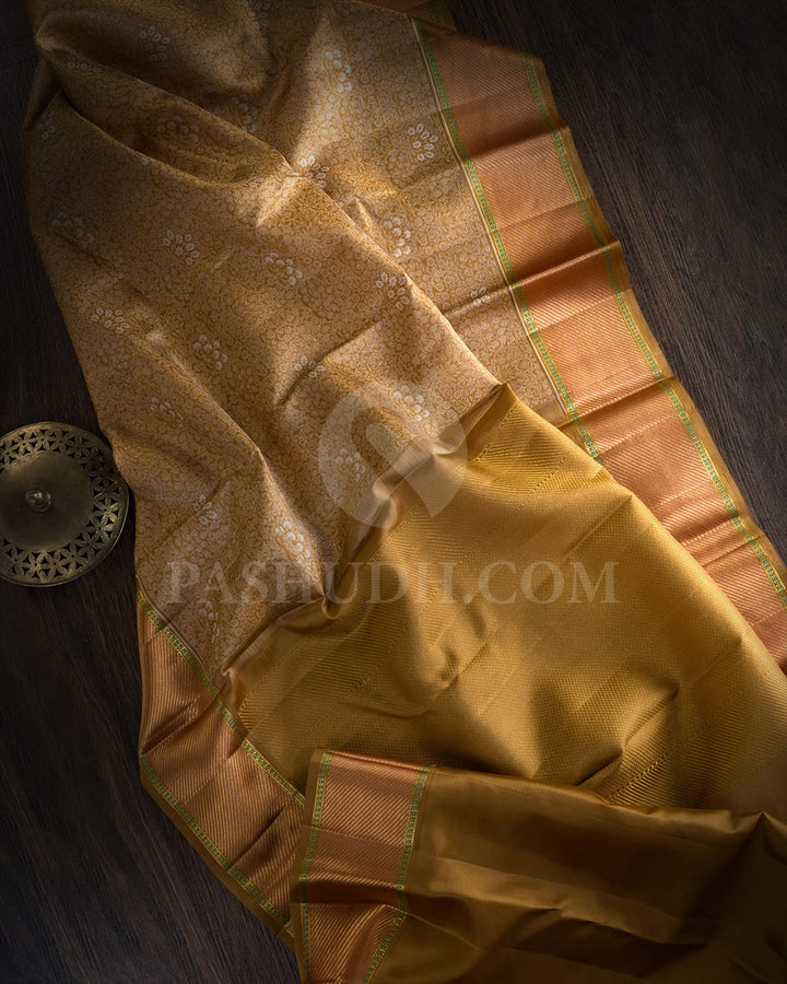 Golden Beige Kanjivaram Silk Saree-DJ437(A)