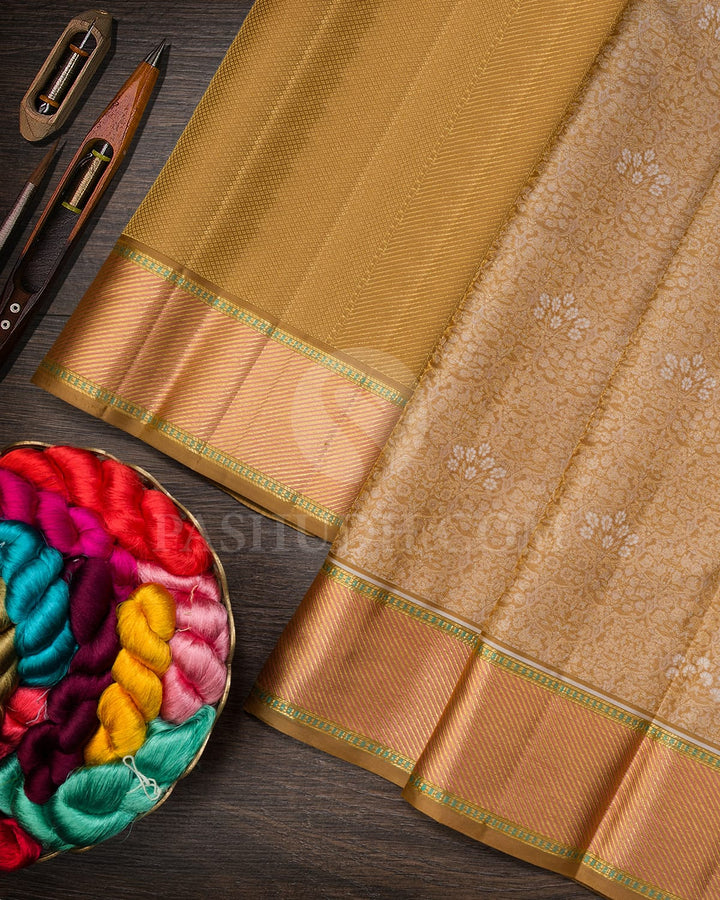 Golden Beige Kanjivaram Silk Saree-DJ437(A)