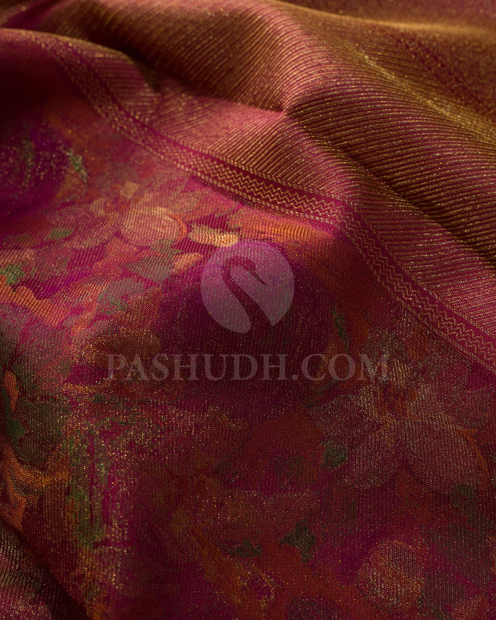 Rani Pink And Rust Orange Kanjivaram Silk Saree-DJ405(C)