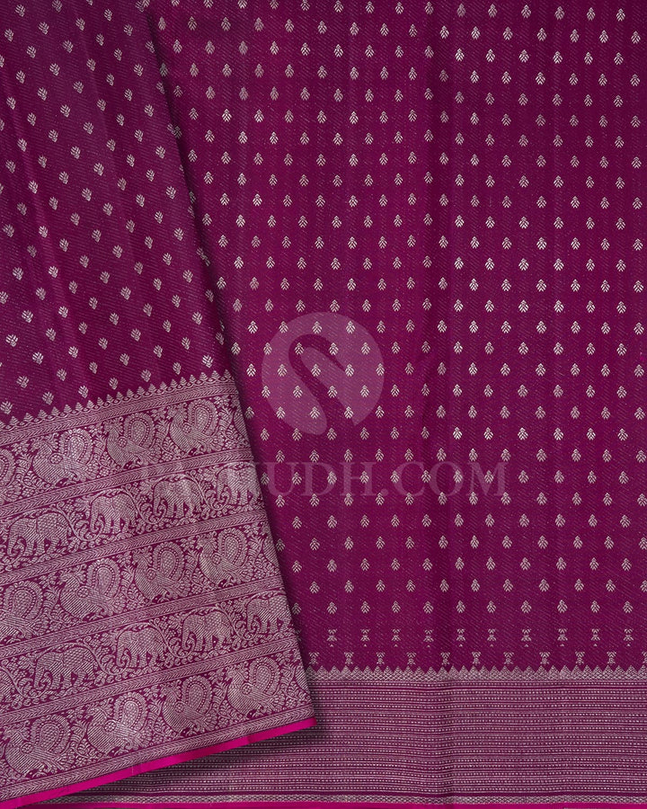 Baby Pink And Wine Kanjivaram Silk Saree-DJ434(B)