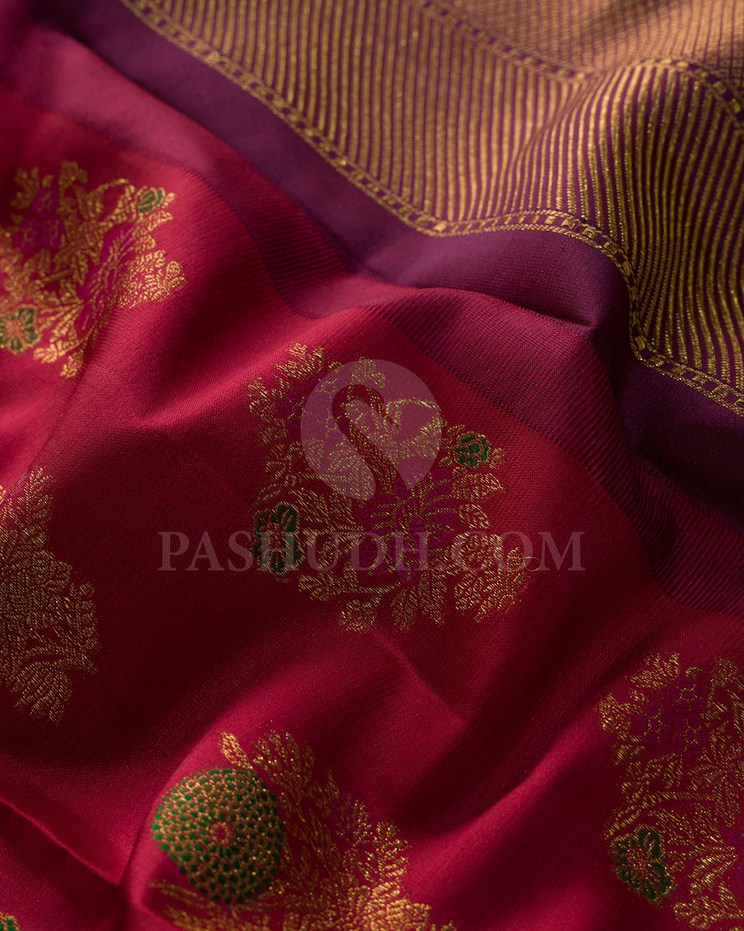 Maroon With Rani Pink Kanjivaram Silk Saree-DJ430(A)