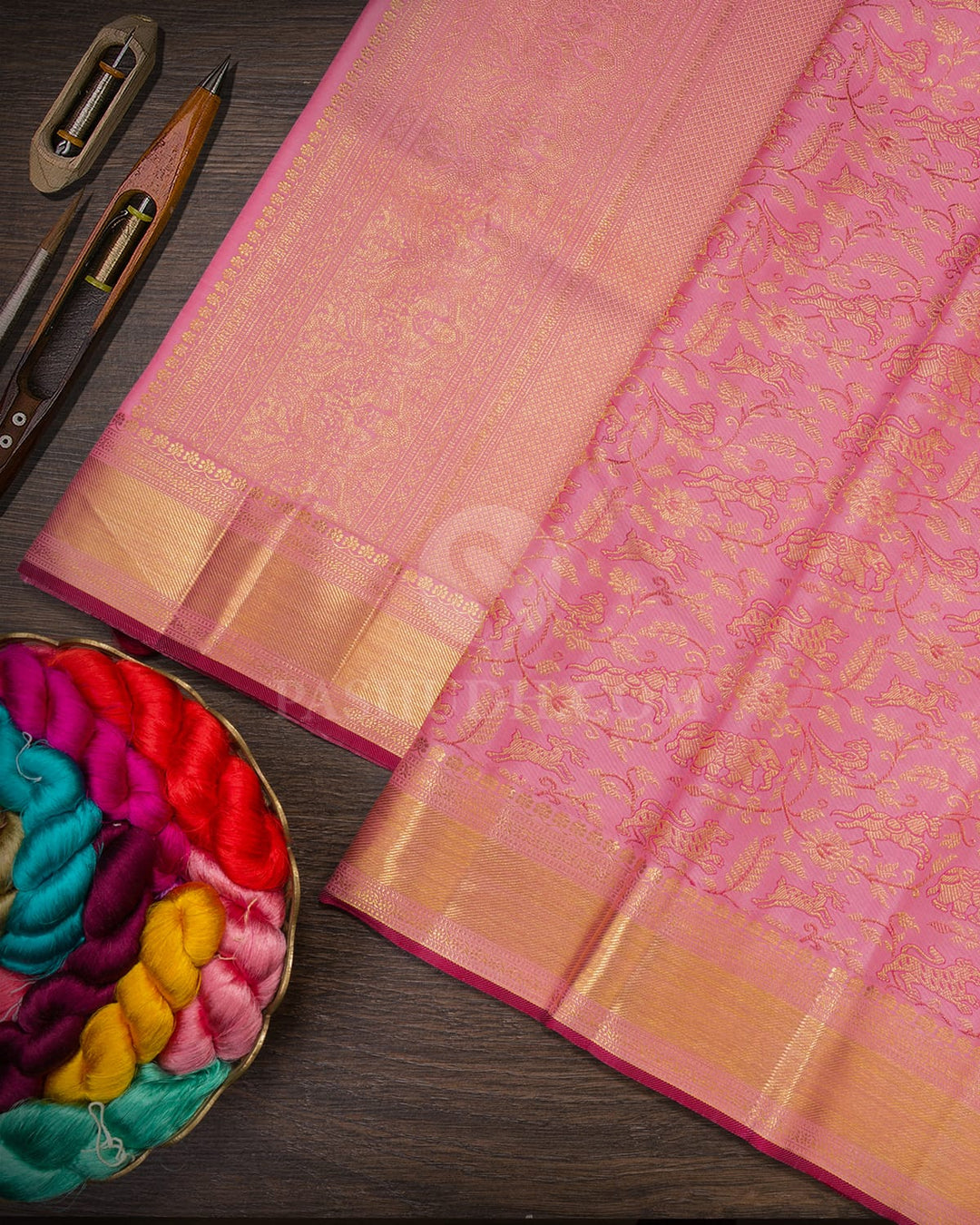 Mild Rose Pink Kanjivaram Silk Saree-S1571(D)