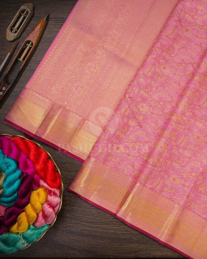 Mild Rose Pink Kanjivaram Silk Saree-S1571(D)