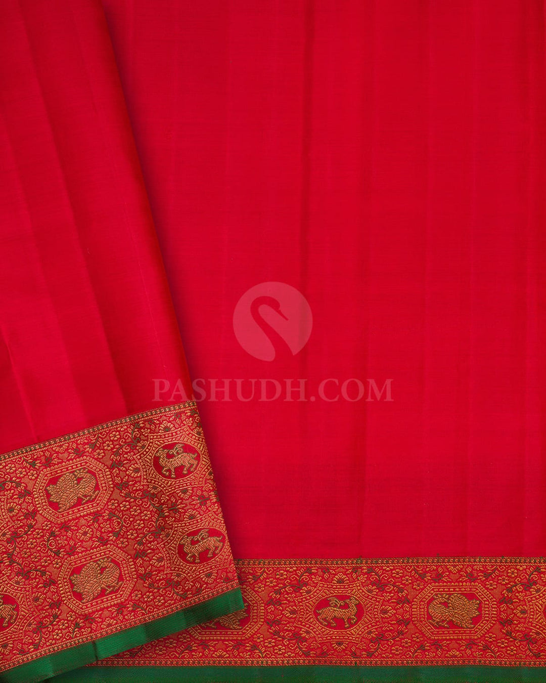 Golden Yellow And Red Kanjivaram Silk Saree-S1674(A)