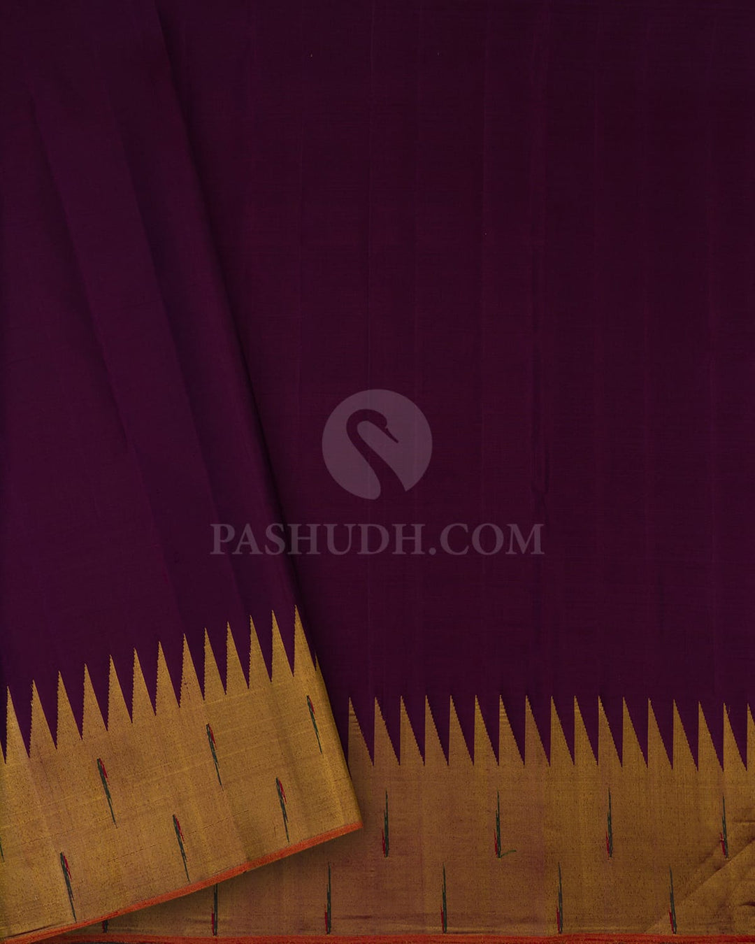 Purple Kanjivaram Silk Saree With Paithani Temple Border-S1693(A)
