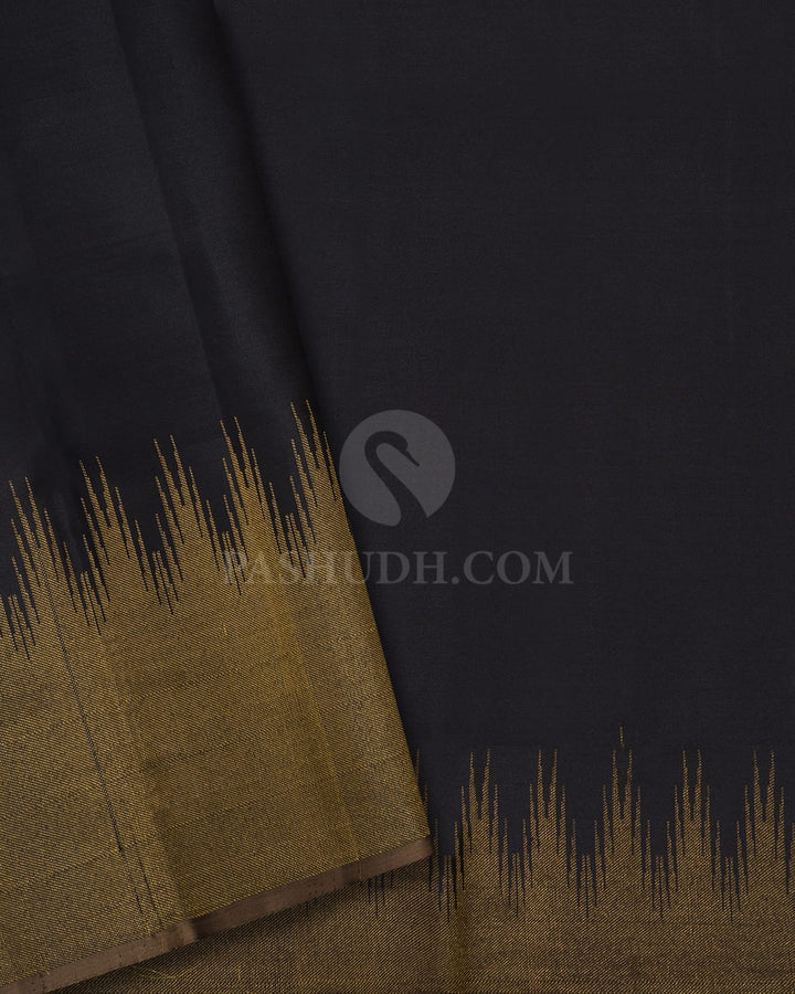 Shades Of Pink, Emerald Green And Black Kanjivaram Silk Saree-DJ436(B)